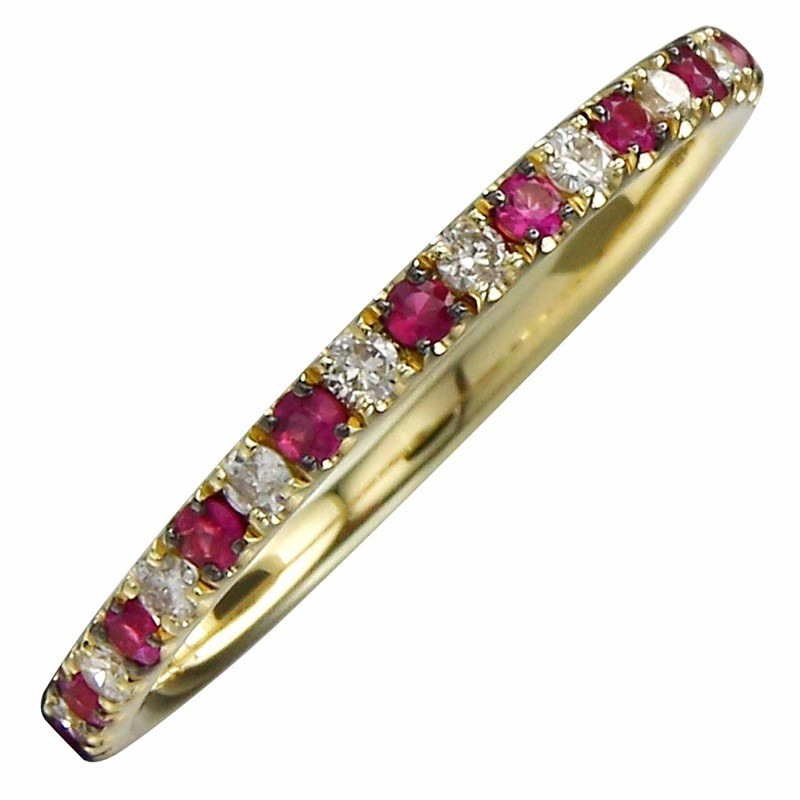 14K Yellow Ruby and Diamond Stackable Ring